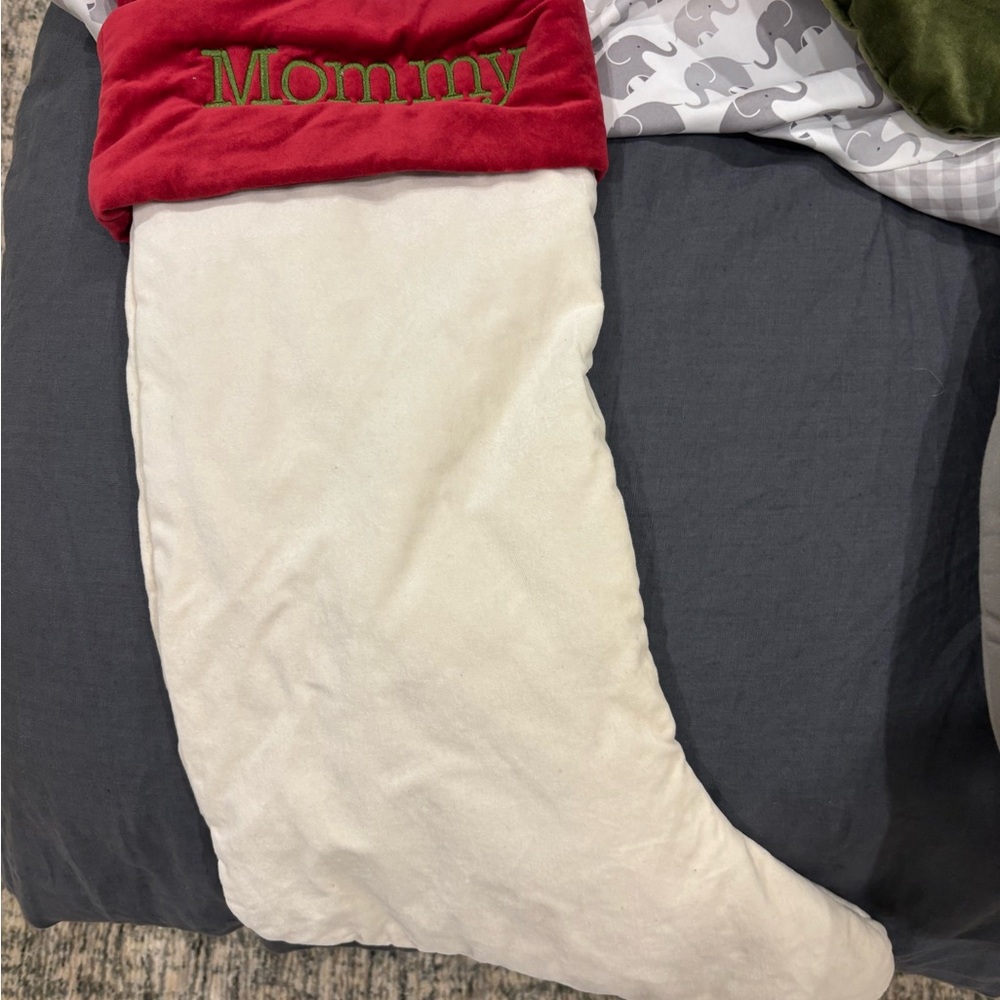 Pottery Barn Red and White Holiday Stocking - MOMMY